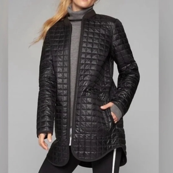 Athleta Jackets & Blazers - ATHLETA WOMENS GRANDVIEW PRIMALOFT SHELL QUILTED LONG JACKET COAT SMALL BLACK